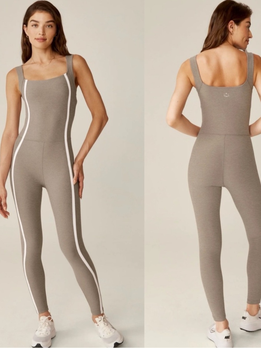 Beyond Yoga Oatmeal Jumpsuit with White Piping